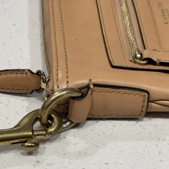Coach Tan Leather North South Zip Crossbody - Picture 6 of 13